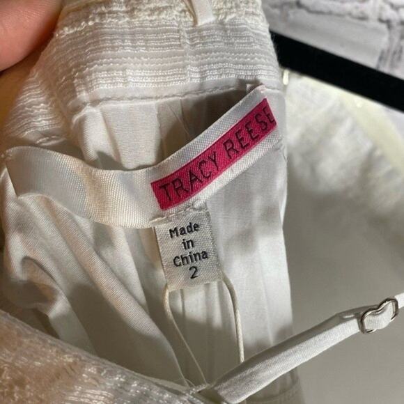 Tracey Reese Sheer Solid Stripes High/Low Strapless Dress in White New with tag - Picture 5 of 10